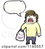 Cartoon Of A Boy Holding A Purse Speaking Royalty Free Vector Illustration
