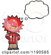 Cartoon Of A Lightbulb Person Thinking Royalty Free Vector Illustration