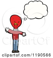 Cartoon Of A Lightbulb Person Thinking Royalty Free Vector Illustration by lineartestpilot
