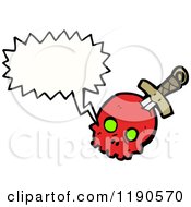 Cartoon Of A Red Skull With A Dagger Speaking Royalty Free Vector Illustration