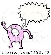 Cartoon Of A Half Eaten Pink Donut Speaking Royalty Free Vector Illustration