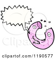 Cartoon Of A Half Eaten Pink Donut Speaking Royalty Free Vector Illustration