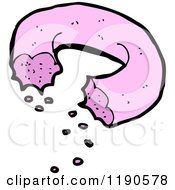 Cartoon Of A Half Eaten Pink Donut Royalty Free Vector Illustration