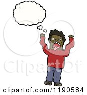 Cartoon Of An African American Crazy Man Thinking Royalty Free Vector Illustration