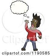 Cartoon Of An Frightened African American Man Thinking Royalty Free Vector Illustration