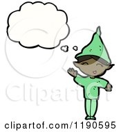 Cartoon Of An Elf Thinking Royalty Free Vector Illustration