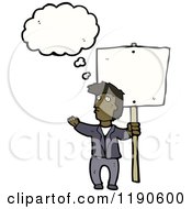 Cartoon Of A Black Man With A Sign Thinking Royalty Free Vector Illustration