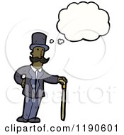 Cartoon Of A Black Man With A CaneThinking Royalty Free Vector Illustration
