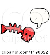 Cartoon Of A Skull And Fish Skeleton Speaking Royalty Free Vector Illustration by lineartestpilot