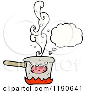 Cartoon Of A Boiling Pot Thinking Royalty Free Vector Illustration by lineartestpilot