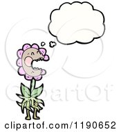 Cartoon Of A Pink Flower Thinking Royalty Free Vector Illustration