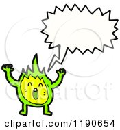Cartoon Of A Flame Character Speaking Royalty Free Vector Illustration