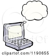 Cartoon Of A Computer Thinking Royalty Free Vector Illustration