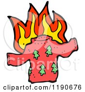Cartoon Of A Flaming Christmas Sweater Royalty Free Vector Illustration
