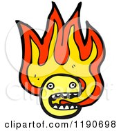 Cartoon Of A Face In Flames Royalty Free Vector Illustration