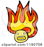 Cartoon Of A Face In Flames Royalty Free Vector Illustration