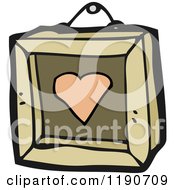 Cartoon Of A Shadowbox With A Heart Royalty Free Vector Illustration by lineartestpilot