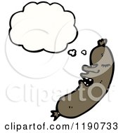 Cartoon Of A Sausage Thinking Royalty Free Vector Illustration by lineartestpilot