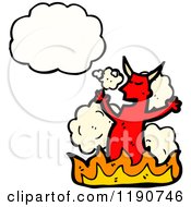 Cartoon Of A Devil Thinking Royalty Free Vector Illustration