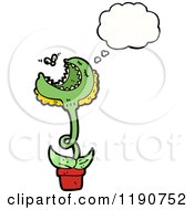 Cartoon Of A Carnivorus Plant Thinking Royalty Free Vector Illustration by lineartestpilot