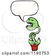 Cartoon Of A Carnivorus Plant Speaking Royalty Free Vector Illustration by lineartestpilot