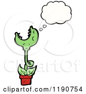 Cartoon Of A Carnivorus Plant Thinking Royalty Free Vector Illustration by lineartestpilot