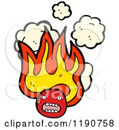 Cartoon Of A Flaming Face Character Royalty Free Vector Illustration