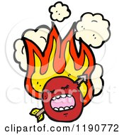 Cartoon Of A Face In Flames Royalty Free Vector Illustration by lineartestpilot