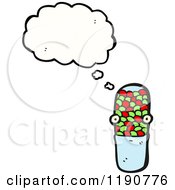 Cartoon Of A Pill Capsule Thinking Royalty Free Vector Illustration