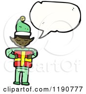 Cartoon Of An African American Elf Speaking Royalty Free Vector Illustration by lineartestpilot