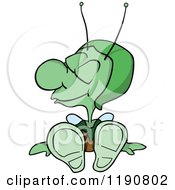 Poster, Art Print Of Happy Green Bug Sitting With His Eyes Closed