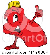 Happy Red Bottle Mascot Holding A Thumb Up