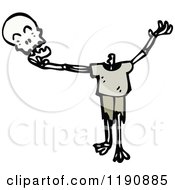 Cartoon Of A Skeleton Removing His Skull Royalty Free Vector Illustration