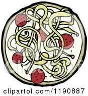 Cartoon Of A Plate Of Spaghetti And Meatballs Royalty Free Vector Illustration