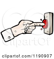 Cartoon Of A Hand Pushing A Red Button Royalty Free Vector Illustration
