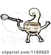 Cartoon Of A Bowl Character With A Spoon Royalty Free Vector Illustration by lineartestpilot