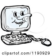 Cartoon Of A Computer With A Face Royalty Free Vector Illustration by lineartestpilot