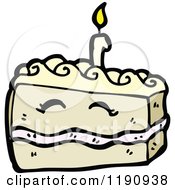 Cartoon Of A Piece Of A Birthday Cake Royalty Free Vector Illustration by lineartestpilot