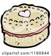 Cartoon Of A Cake With A Heart Royalty Free Vector Illustration