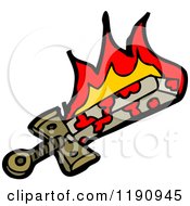 Cartoon Of A Flaming Sword Royalty Free Vector Illustration by lineartestpilot