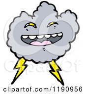 Cartoon Of A Storm Cloud With Lightning Bolts Royalty Free Vector Illustration