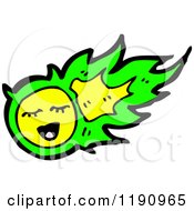 Cartoon Of A Green Flame Creature Royalty Free Vector Illustration