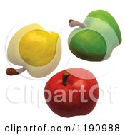 Clipart Of Yellow Green And Red Apples On White Royalty Free Illustration