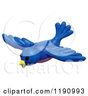 Clipart Of A Happy Swooping Blue Bird Over White Royalty Free Illustration by Amy Vangsgard
