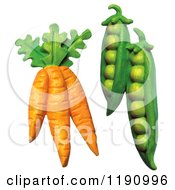 Clipart Of A Bunch Of Carrots With Green Peas Over White Royalty Free Illustration