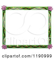Clipart Of A Green Garden Border With Purple Kale Leaf Corners Over White Royalty Free Illustration