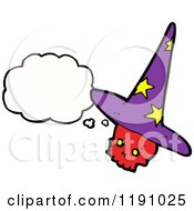 Cartoon Of A Skull In A Witch Hat Thinking Royalty Free Vector Illustration