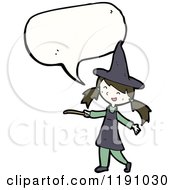 Cartoon Of A Girl Dressed As A Witch Speaking Royalty Free Vector Illustration