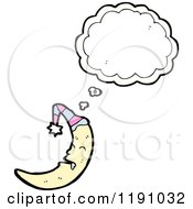 Cartoon Of A Sleeping Moon Thinking Royalty Free Vector Illustration by lineartestpilot