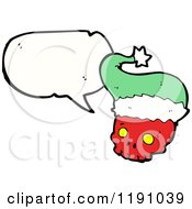 Cartoon Of A Skull In A Christmas Hat Speaking Royalty Free Vector Illustration